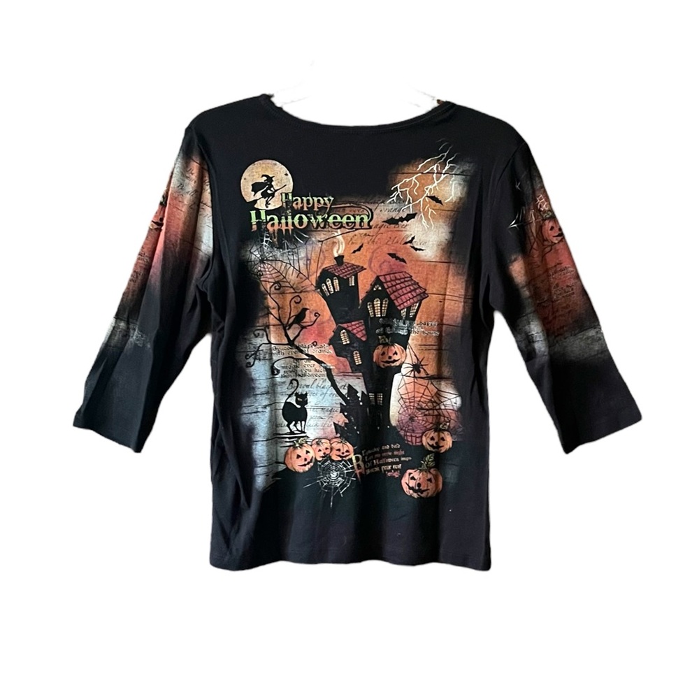 Happy Halloween Sparkly two sided graphic pull over top